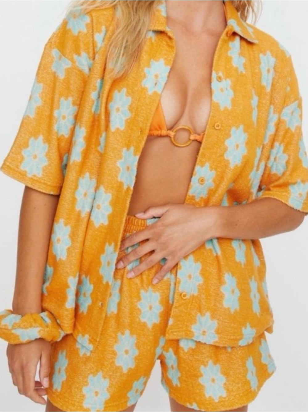 Nasty Gal Toweling Set- Orange & Light Blue Women’s Loungewear